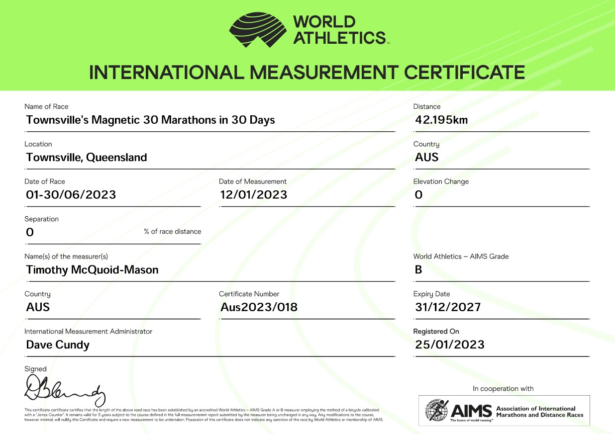 World Athletics Measured Course Certificate